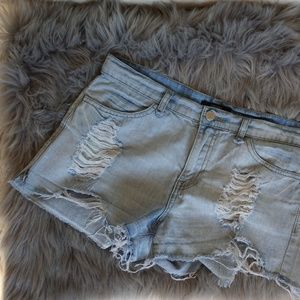 Forever 21 Distressed Demin Booty Shorts